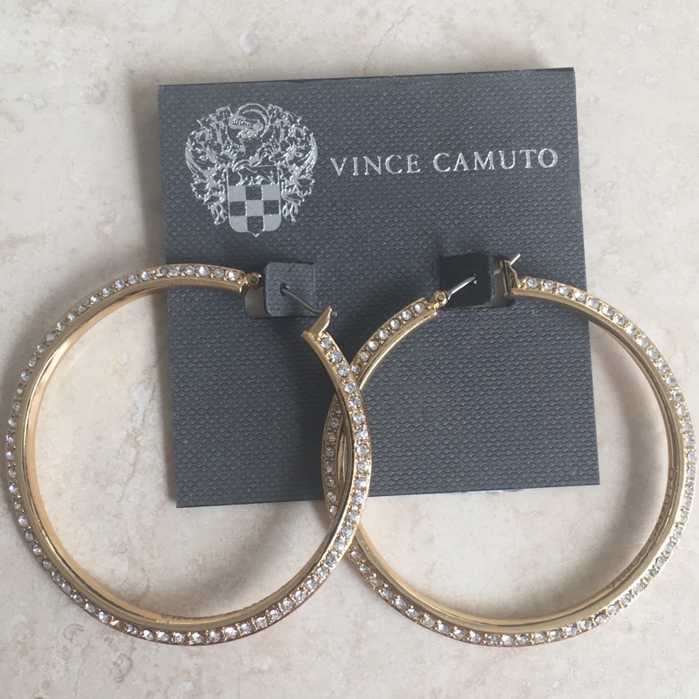 Vince Camuto Gold Hoop Earring with Rhinestones
